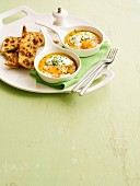 Curried eggs with garlic and naan bread