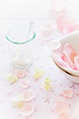 Edible rose petals and sugar