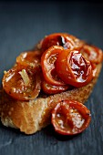 Bruschetta topped with cherry tomatoes