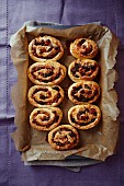 Christmas buns with dried fruit and spices