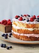 Angel cake with fresh berries
