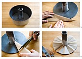 Baking paper being cut into a ring