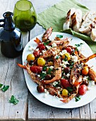 Prawn saganaki with olives and tomatoes (Greece)