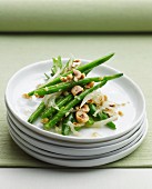 Marinated green beans with hazelnuts and shallots