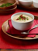 Potato soup with bacon and chives