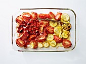 Roasted tomatoes and courgettes with rosemary