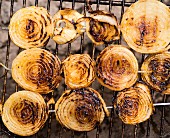 Grilled onions on a barbecue