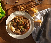 Beef stew with baguette