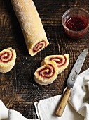 Swiss roll with raspberry jam
