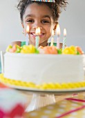 An African American girl celebrating her birthday