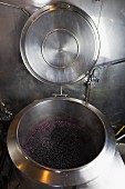 Blueberry jam being made on a farm