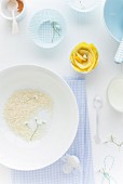Ingredients for rice pudding as baby food