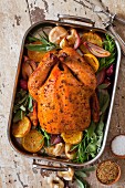 Roasted Chicken with lemon, sage and onion