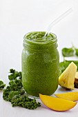 A tropical fruit and green kale smoothie