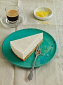 A slice of vegan cream cheese cake