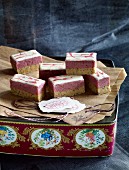 White chocolate bars with poppy seeds and cranberries