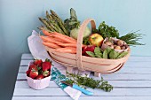 A basket of fresh fruit and vegetables