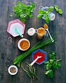 A still life featuring herbs and spices