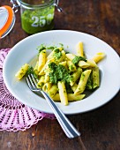 Penne pasta with parsley pesto