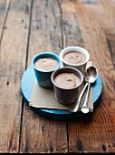 Three cups of homemade chocolate ice cream