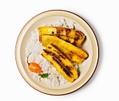 Fried plantains with rice (Cuba)