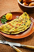 Omelette with chilli peppers and coriander (Spain)