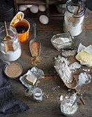 Still life with various baking ingredients