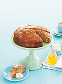 Courgette cake with orange-cardamom syrup