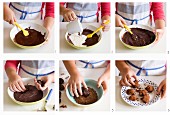 Chocolate truffles for children being made