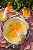 Sponge cake with orange glaze for a picnic