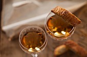 Cantuccini e Vin Santo (almond biscuits and dessert wine, Italy)