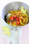 Ginger compote with rhubarb and strawberries