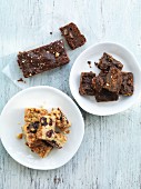 Oat bars, chocolate and honey bars and brownies