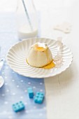 Honey and milk pudding with vanilla for children