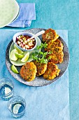 Oriental fish cakes with a spicy sour sauce