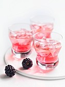 Blackberry syrup drinks on a porcelain plate