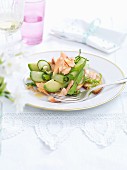 Salmon salad with cucumber and avocado for Easter