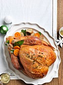 Roast turkey with a chestnut and sage filling