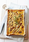 Mushroom and red onion quiche