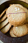 Oat biscuits in a biscuit tin