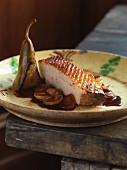 Spicy pork belly with pears