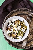 Courgette salad with couscous and feta cheese