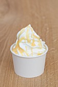 Frozen yoghurt with vanilla sauce