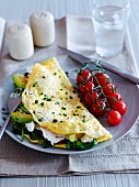 Omelette with avocado and spinach