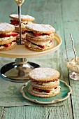 Biscuit towers with mascarpone and strawberry cream