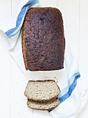 Rye bread on a white tea towel