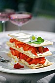 A shortbread mille feuille with mustard cream and strawberries