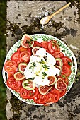 Tomatoes with figs and mozzarella