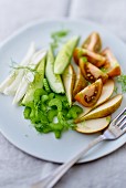 Vegetable salad with pears
