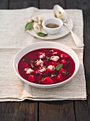 Beetroot soup with dumplings (Poland)
